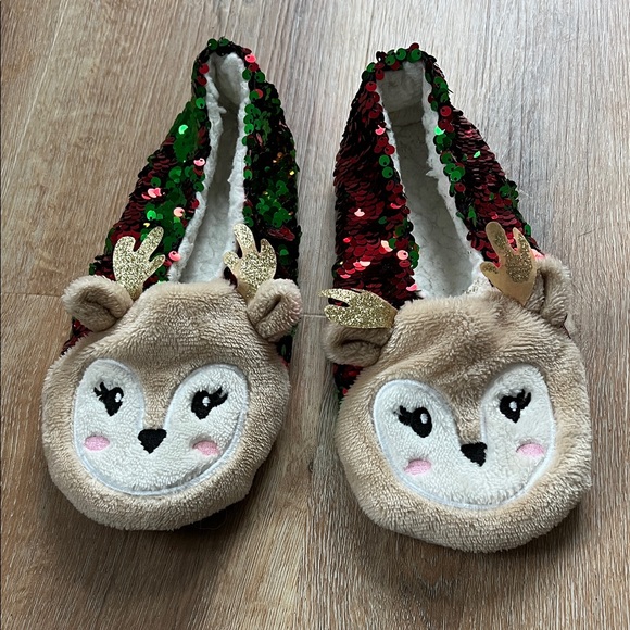 Source Unknown Shoes - Reindeer Sequin Slippers Size 7